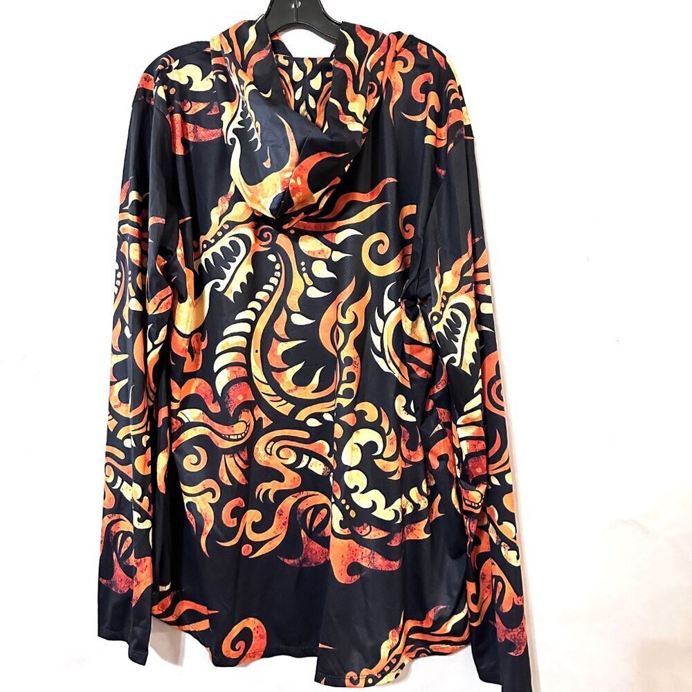 Dragon Batik Mens Long Sleeve Shirt Hooded Sports Size XL NWT UV 50+ Thumbhole - Picture 4 of 13